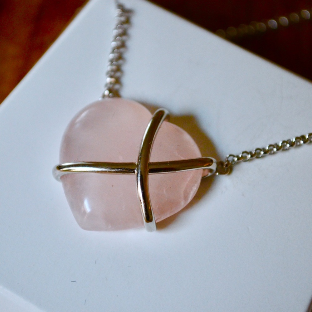 Carolyn Pollack Rose quartz & silver necklace
